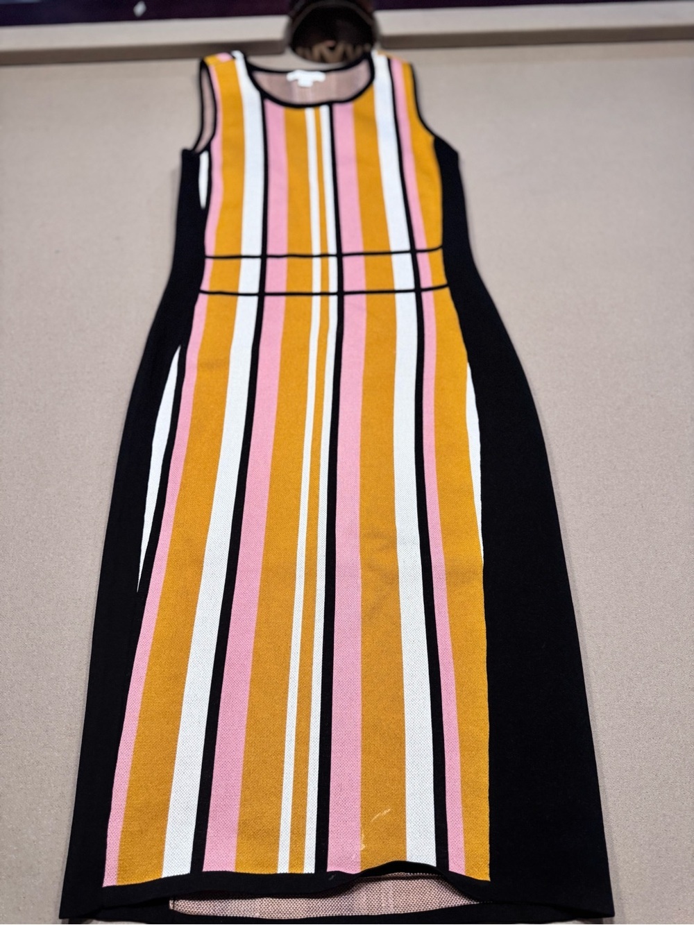 New York and Company Striped Multicolor Sleeveless Bodycon Midi Dress - Picture 1 of 8